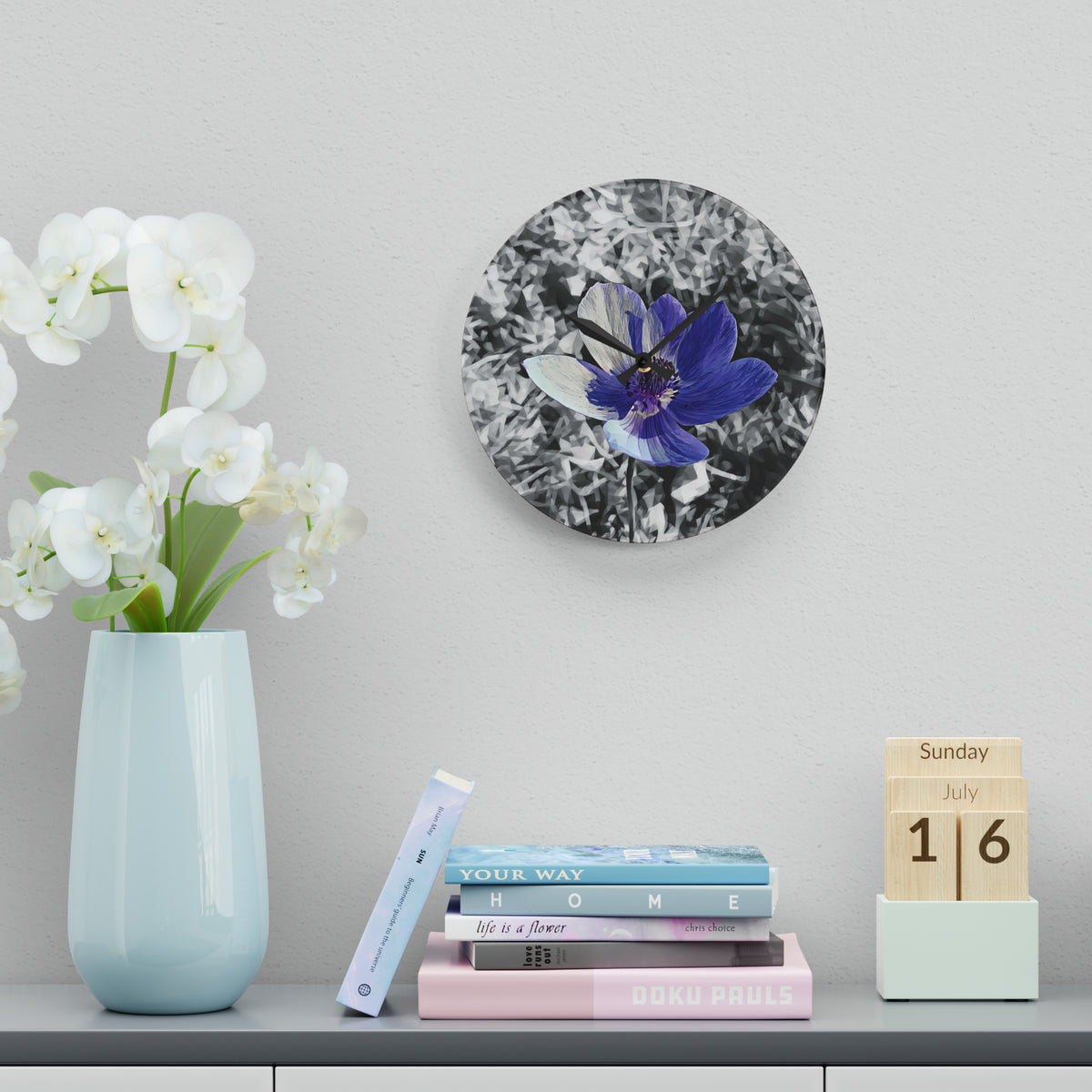 Acrylic Wall Clock - Poly Art - Flower of Anemone
