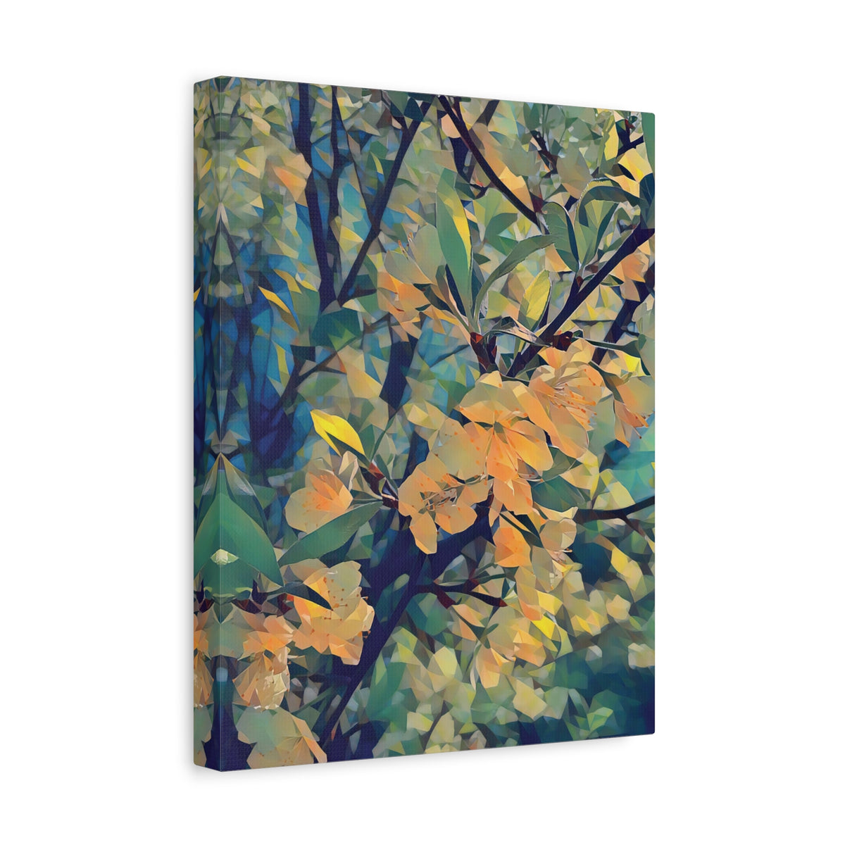 Stretched Matte Canvas - Poly Art - Apple's Tree Flower (Variant 2)