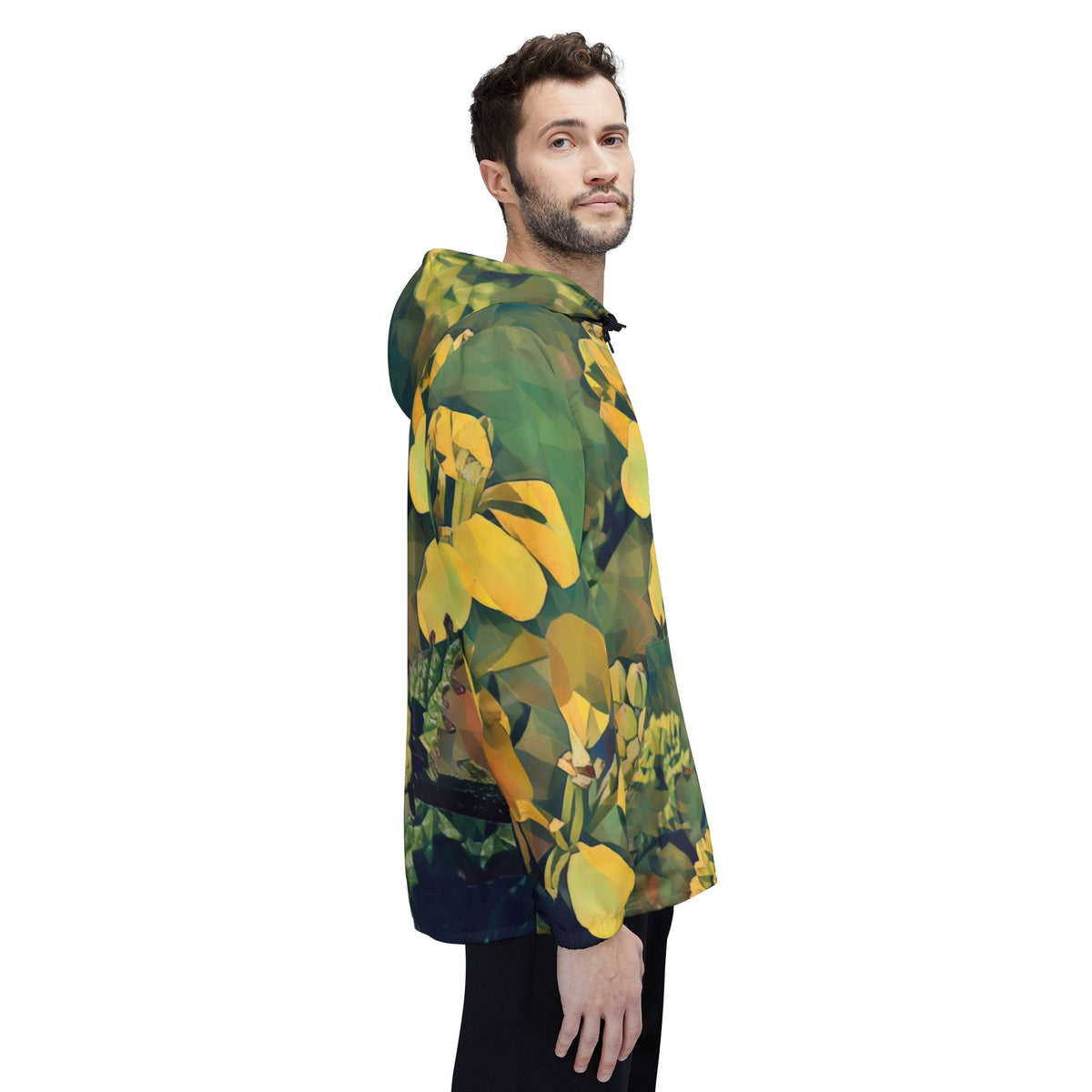 Windbreaker Jacket - Poly Art - Flower, Yellow Petals