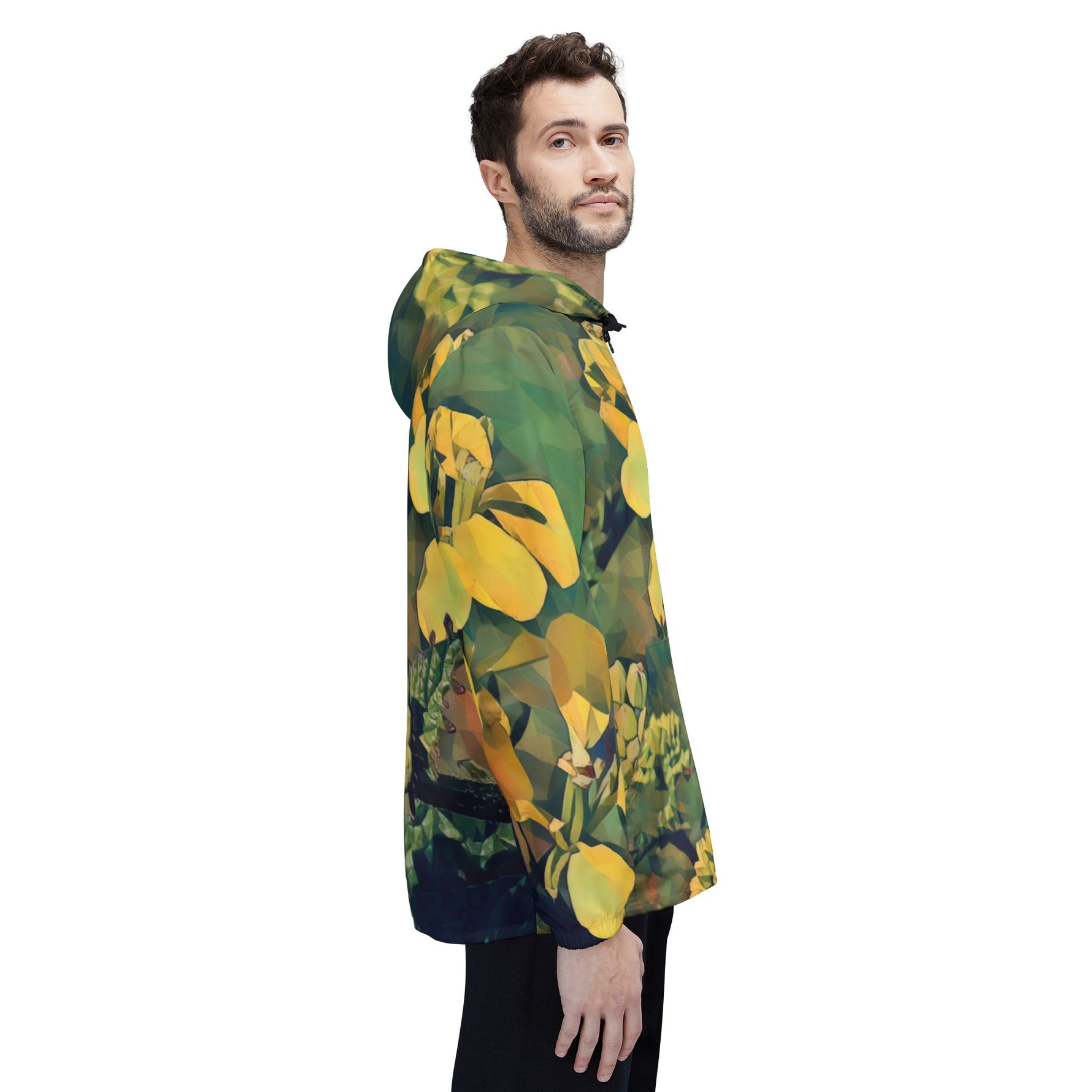 Windbreaker Jacket - Poly Art - Flower, Yellow Petals