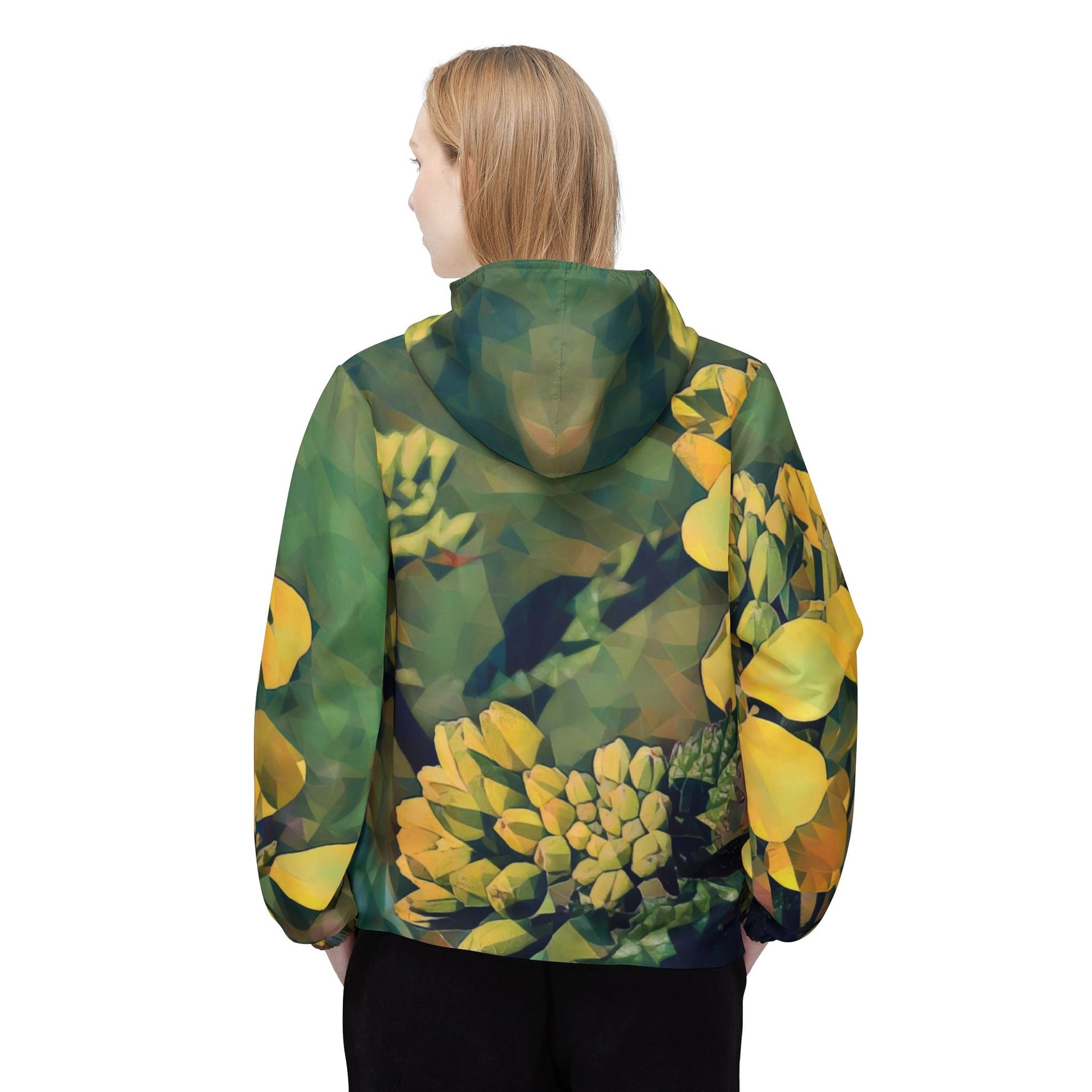 Windbreaker Jacket - Poly Art - Flower, Yellow Petals