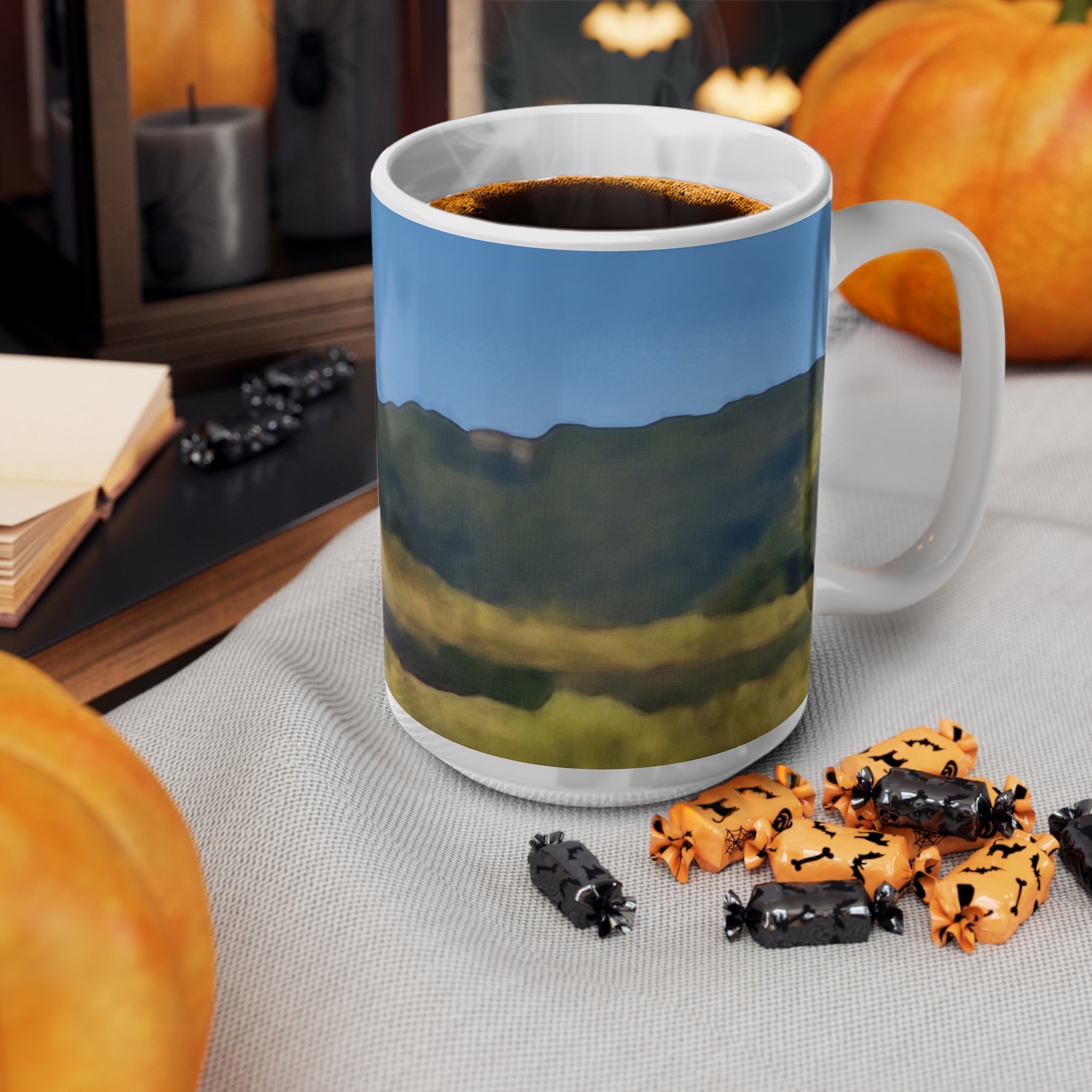 Ceramic White Cup 15oz - Tuscan Landscape (Variant 1)