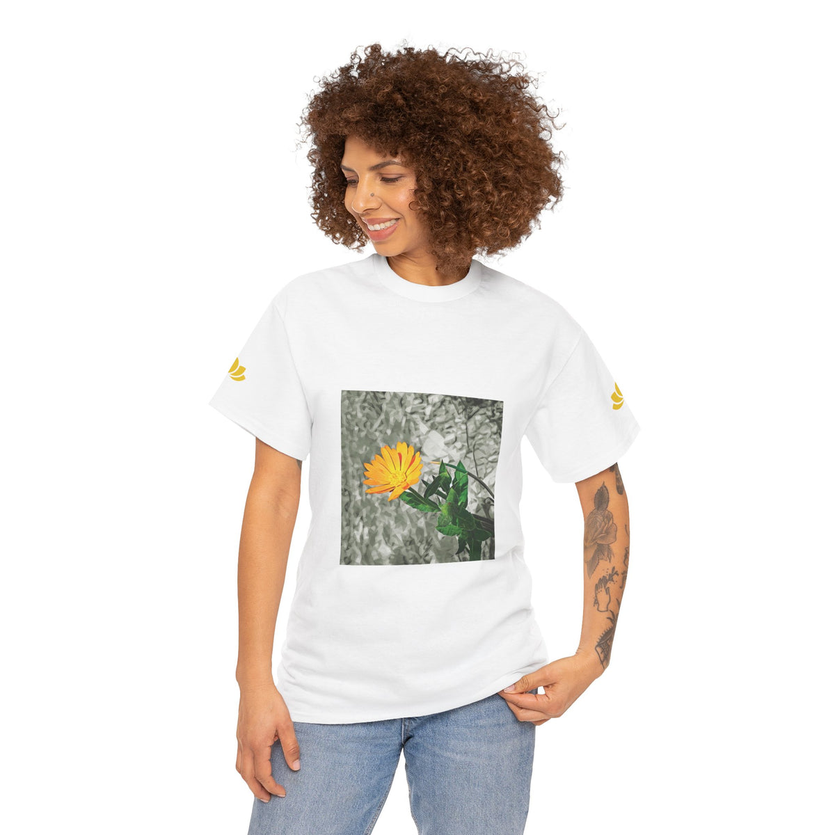 Unisex Heavy Cotton Tee - Poly Art - Flower of Calendula (Variant 1)