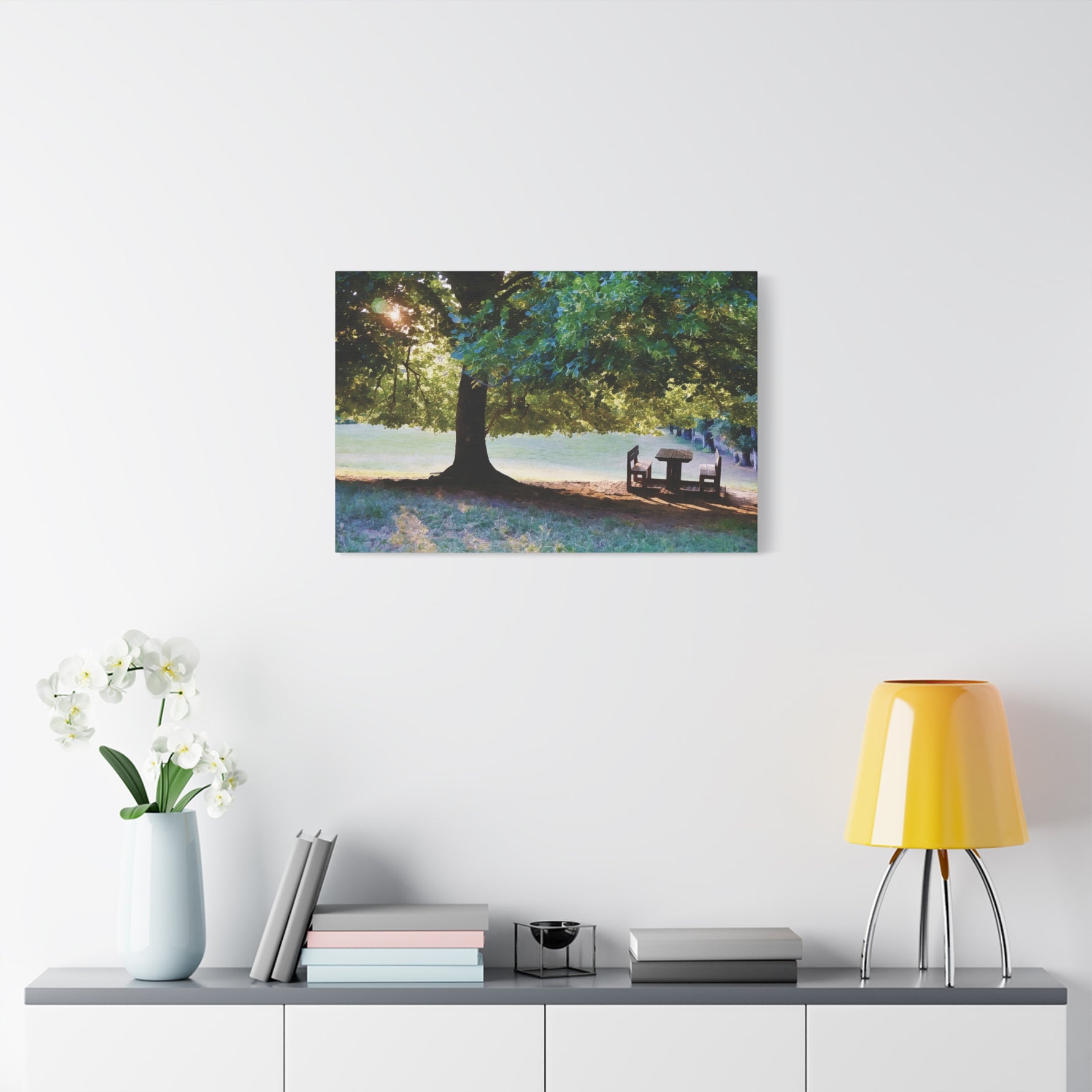 Stretched Matte Canvas - Tree in a lawn (Variant 2)